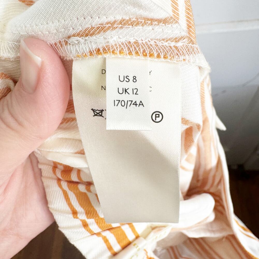 MAEVE Sunshine Wide Leg Satin Striped Pants Yellow White NEW Anthropologie 8 NWT - Picture 13 of 16